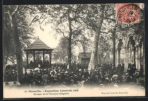 AK Marseille, Exposition Coloniale 1906, Kiosque de la Musique Malgache