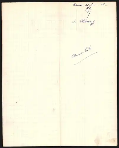 Rechnung Pezenas 1892, S. Henry, Meubles en tous Genres, Lingerie Fine, Chemises