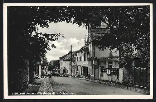 AK Asbach /Westerwald, Ortspartie mit Geschäften