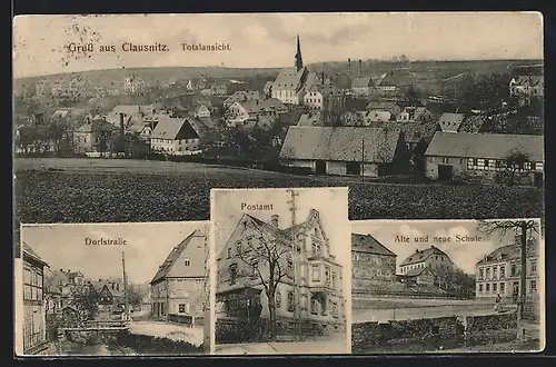 AK Clausnitz, Ortsansicht, Postamt, Dorfstrasse
