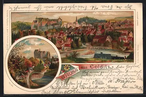 Künstler-AK Colditz, zwei Ansichten