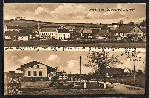 AK Grosswaltersdorf, Ortsansicht und Strassenpartie