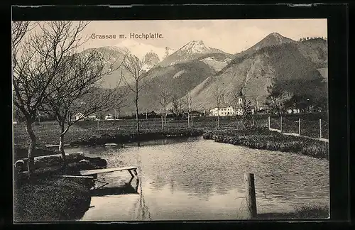 AK Grassau / Chiemgau, Ortsansicht mit Hochplatte