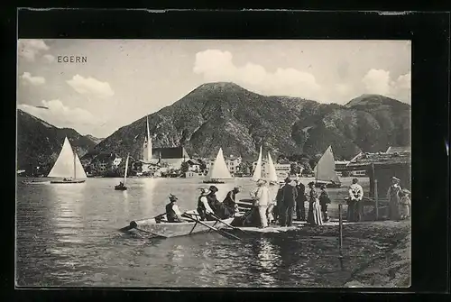 AK Egern, Segel- und Ruderboote vor dem Ort