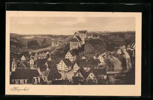 AK Haigerloch, Ortsansicht mit Brücke und Platz