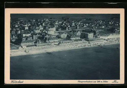 AK Westerland, Fliegeraufnahme von Strand und Ort