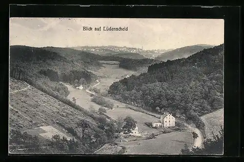 AK Lüdenscheid, Ortsansicht aus der Vogelschau