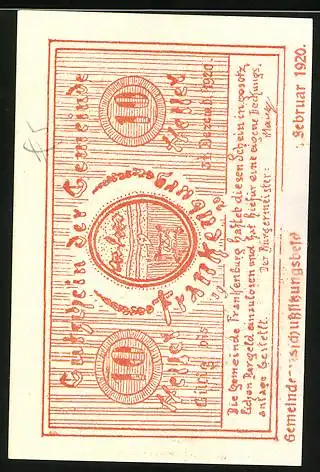 Notgeld Frankenburg 1920, 10 Heller, Ruine Hofberg