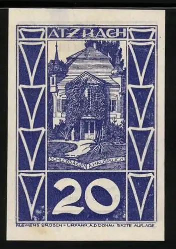 Notgeld Atzbach, 20 Pfennig, Schloss Aigen a. Hausruck