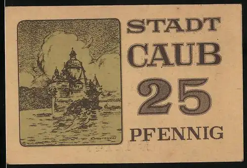 Notgeld Caub, 25 Pfennig, Schloss am Wasser