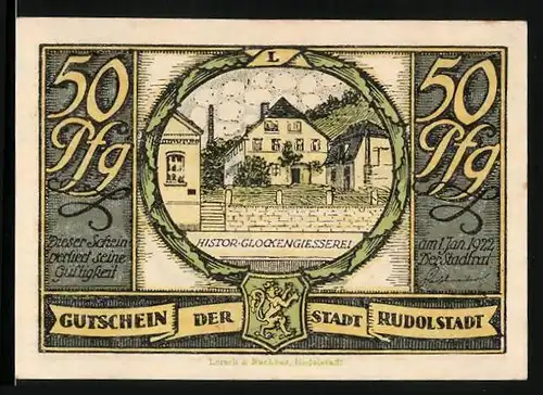 Notgeld Rudolstadt 1922, 50 Pfennig, Histor. Glockengiesserei