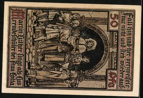 Notgeld Eisenach 1921, 50 Pfennig, Wartburg, Luther singt bei Frau Cotta