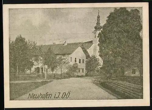 Notgeld Neuhofen i. J. 1920, 50 Heller, Ortspartie mit Kirche