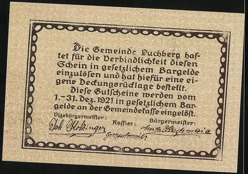 Notgeld Puchberg 1921, 20 Heller, Villa im Wald