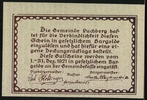 Notgeld Puchberg 1921, 10 Heller, Gebäudeansicht