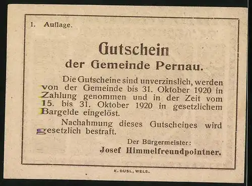 Notgeld Pernau 1920, 50 Heller, Denkmäler, Gebäudeansicht