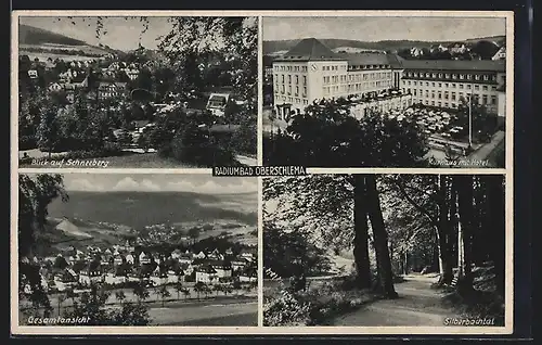 AK Oberschlema, Kurhaus mit Hotel, Gesamtansicht, Silberbachtal