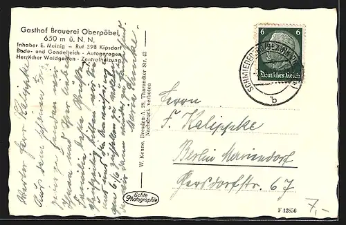 AK Oberpöbel, Blick auf Gasthaus Brauerei