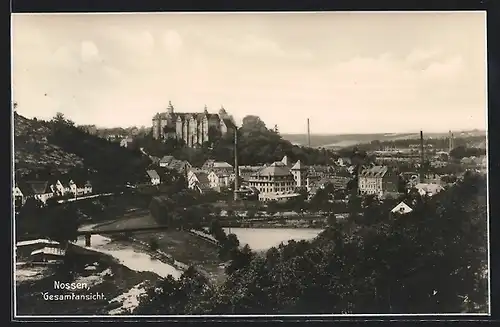 AK Nossen, Ortsansicht mit Burg