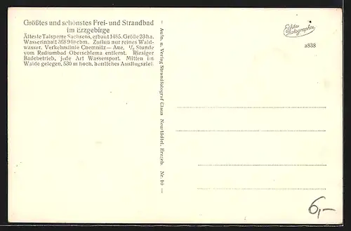 AK Neustädtel / Erzgeb., Strandbad Filzteich