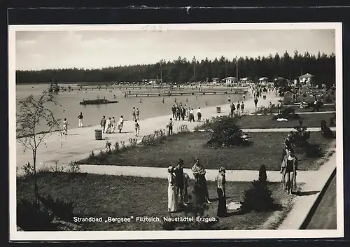 AK Neustädtel /Erzgeb., Strandbad Bergsee am Filzteich