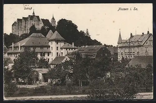 AK Nossen i. Sa., Ortsansicht mit Schloss