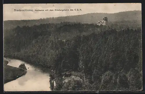 AK Niederschlema, Muldental mit dem Erholungsheim des V.D.H.