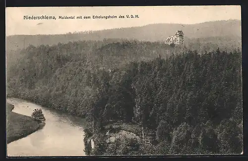 AK Niederschlema, Muldental mit dem Erholungsheim des V.D.H.