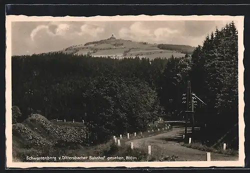 AK Olbernhau, Schwartenberg v. Dittersbacher Bahnhof gesehen
