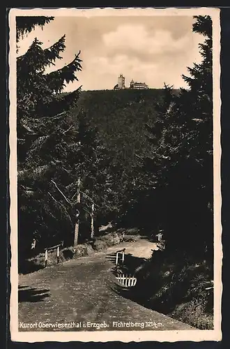 AK Oberwiesenthal i. Erzgebirge, Blick auf den Fichtelberg