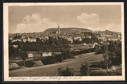 AK Annaberg i. Erzgeb., Ortsansicht mit Blick zum Pöhlberg