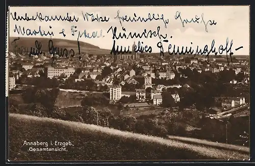 AK Annaberg i. Erzgeb., Gesamtansicht aus der Vogelschau