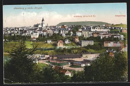 AK Annaberg i. Erzgeb., Ortsansicht mit Pöhlberg und Galgenberg