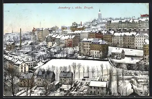 AK Annaberg / Erzg., Totalansicht im Winter