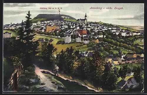 AK Annaberg / Erzg., Ortsansicht vom Berg aus