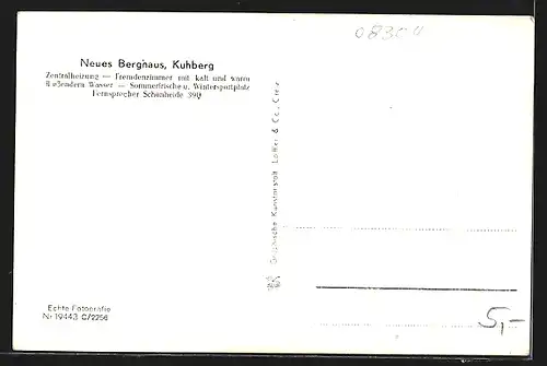 AK Kuhberg / Schönheide, Gasthof Neues Berghaus mit Aussichtsturm