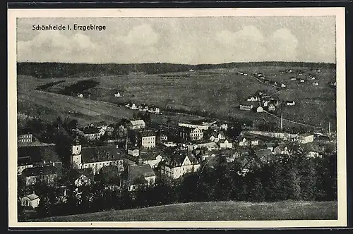 AK Schönheide i. Erzgebirge, Teilansicht mit Kirche