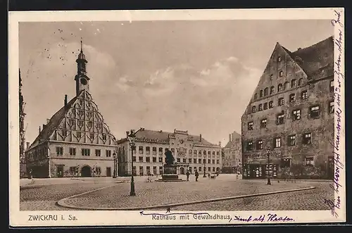 AK Zwickau i. Sa., Rathaus mit Gewandhaus