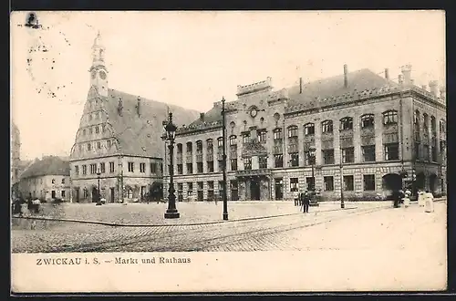 AK Zwickau i. S., Markt und Rathaus