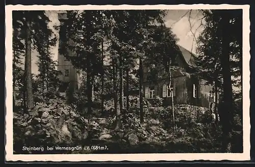 AK Steinberg / Vogtl., Unterkunftshaus mit Aussichtsturm