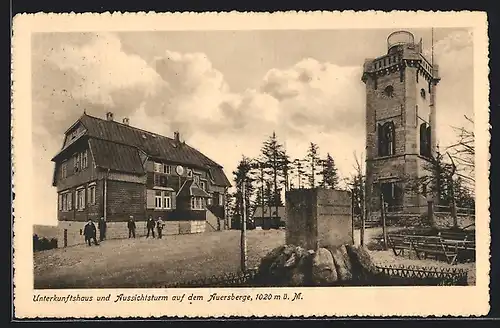 AK Wildenthal, Unterkunftshaus und Aussichtsturm Auersberg