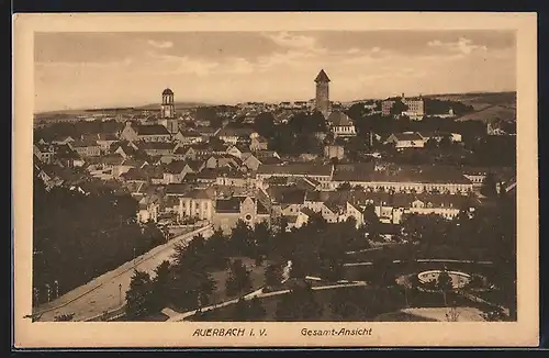 AK Auerbach i. V., Gesamtansicht mit Kirche
