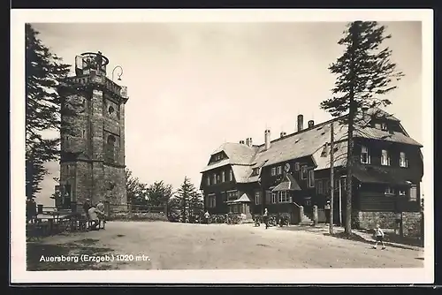 AK Auersberg /Erzgeb., Unterkunftshaus und Aussichtsturm