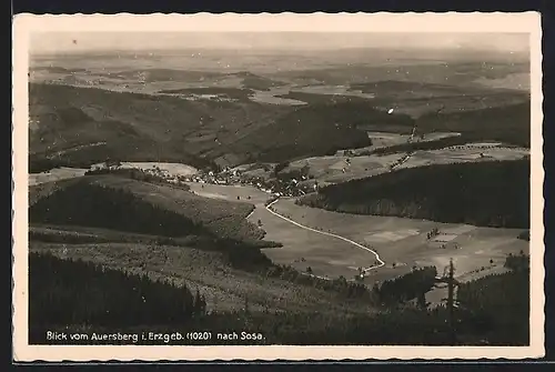 AK Sosa i. Erzgeb., Blick vom Auersberg auf den Ort