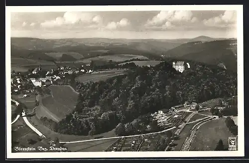 AK Bärenstein / Erzg., Panoramablick mit Burg vom Flugzeug aus