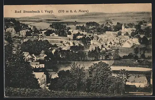 AK Bad Brambach i. Vogtl., Teilansicht mit Kirche