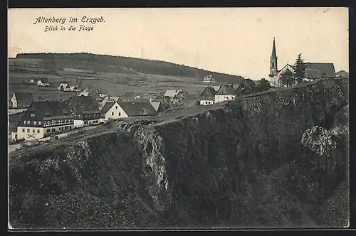 AK Altenberg i. Erzgeb., Blick in die Pinge mit Kirche