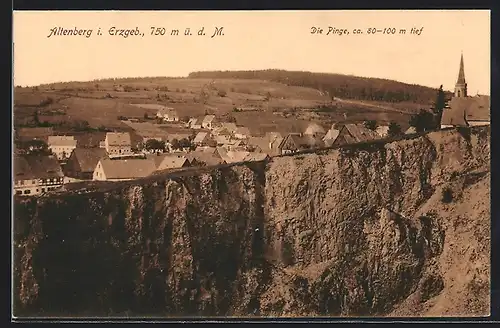 AK Altenberg / Erzg., Teilansicht mit Blick in die Pinge