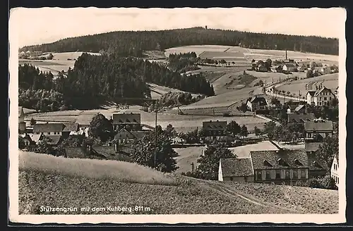 AK Stützengrün, Ortsansicht mit dem Kuhberg