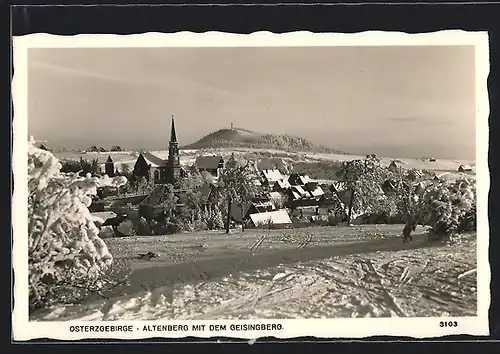 AK Altenberg /Osterzgebirge, Teilansicht mit Kirche und dem Geisingberg